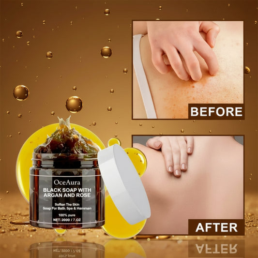 OCEAURA Noir Purificante – Jabón Negro de Argán y Rosa (200g)